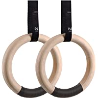 Los mejores  - Femor Anillas de Gimnasia- Anillos de Gimnasia de Madera con Correas Hebillas Ajustable- Anillas Entrenamiento…